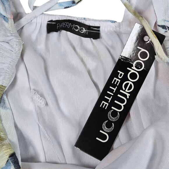 Papermoon Petite Light Blue Floral Short Sleeve Blouse SP NWT - Picture 3 of 7